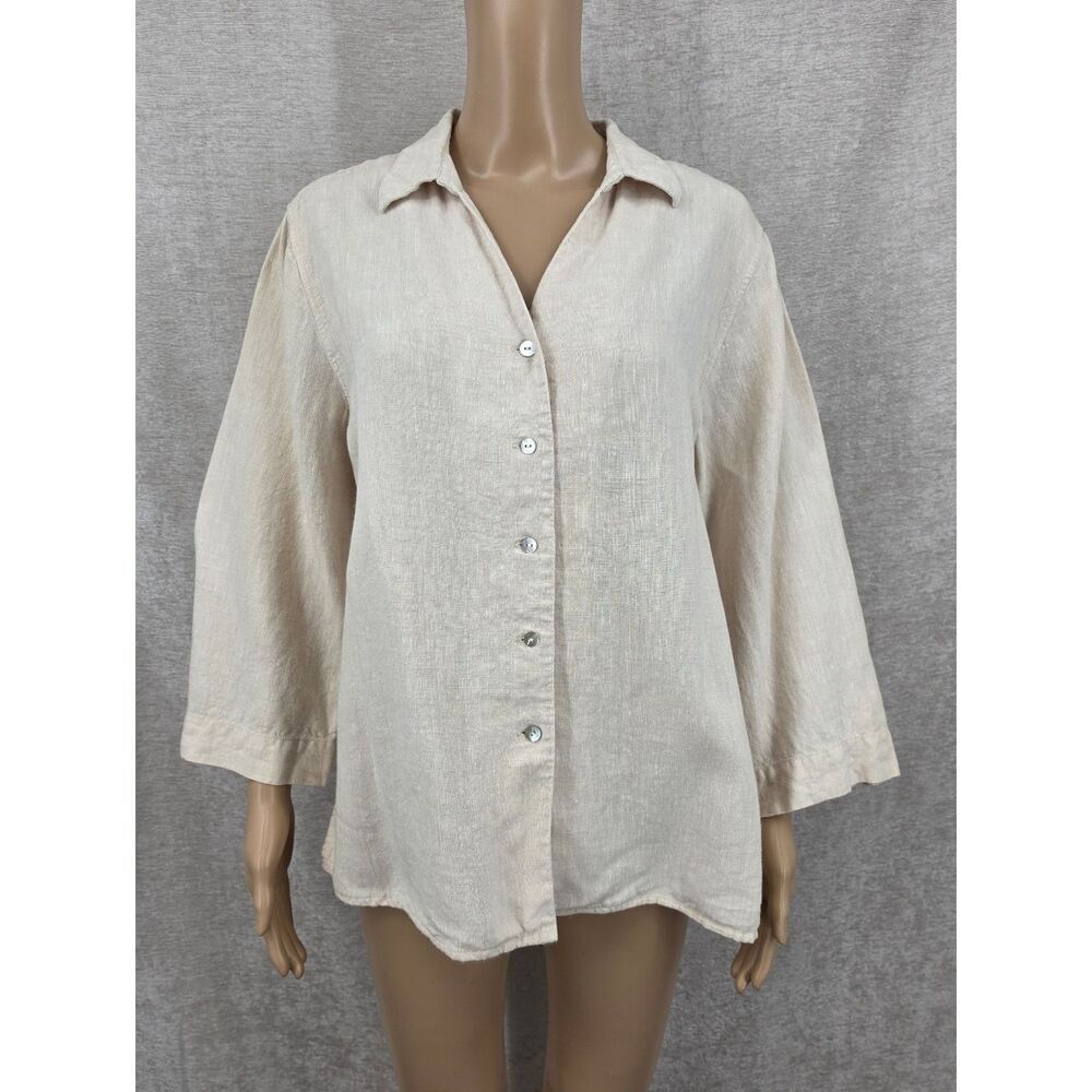 Orvis Cream Button-Front Linen Shirt